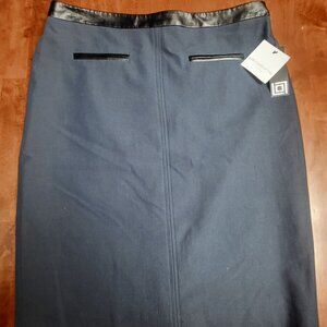 Liz Clairborne ~ Sz 12 ~ “Faux Leather” Trimmed Skirt ~ NWT